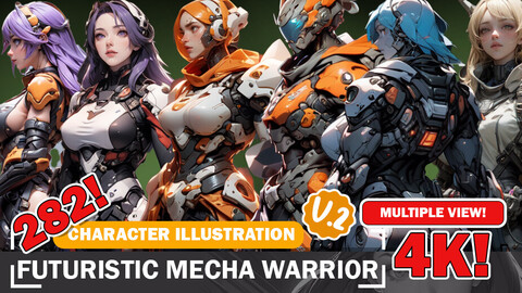 282 Futuristic Mecha Warrior Designs - Character References and Designs Reference Art V2 4K