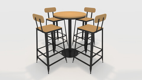 3D Model Bar Table And Chair 2