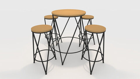 3D Model Bar Table And Chair 3