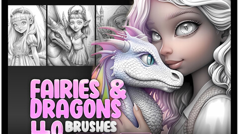 40 Fairy Girls with Dragons Procreate Brushes | Fairy Girls with Dragons Photoshop Brushes | Fairy Boys Procreate Brushes | Fantasy Girls Procreate Brushes | Cartoon Girls Procreate Photoshop Brushes | Cartoon Boys Procreate Photoshop Brushes