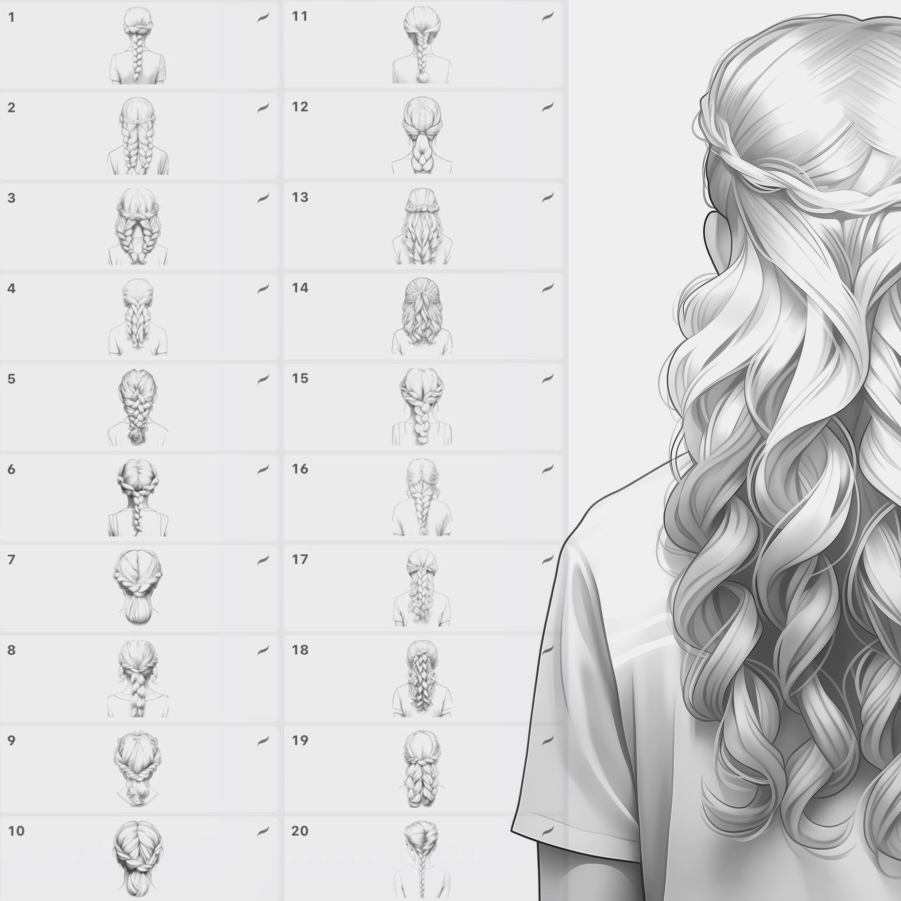 ArtStation - 67 Curls Hairstyle Procreate Brushes | Curls Hairstyle ...