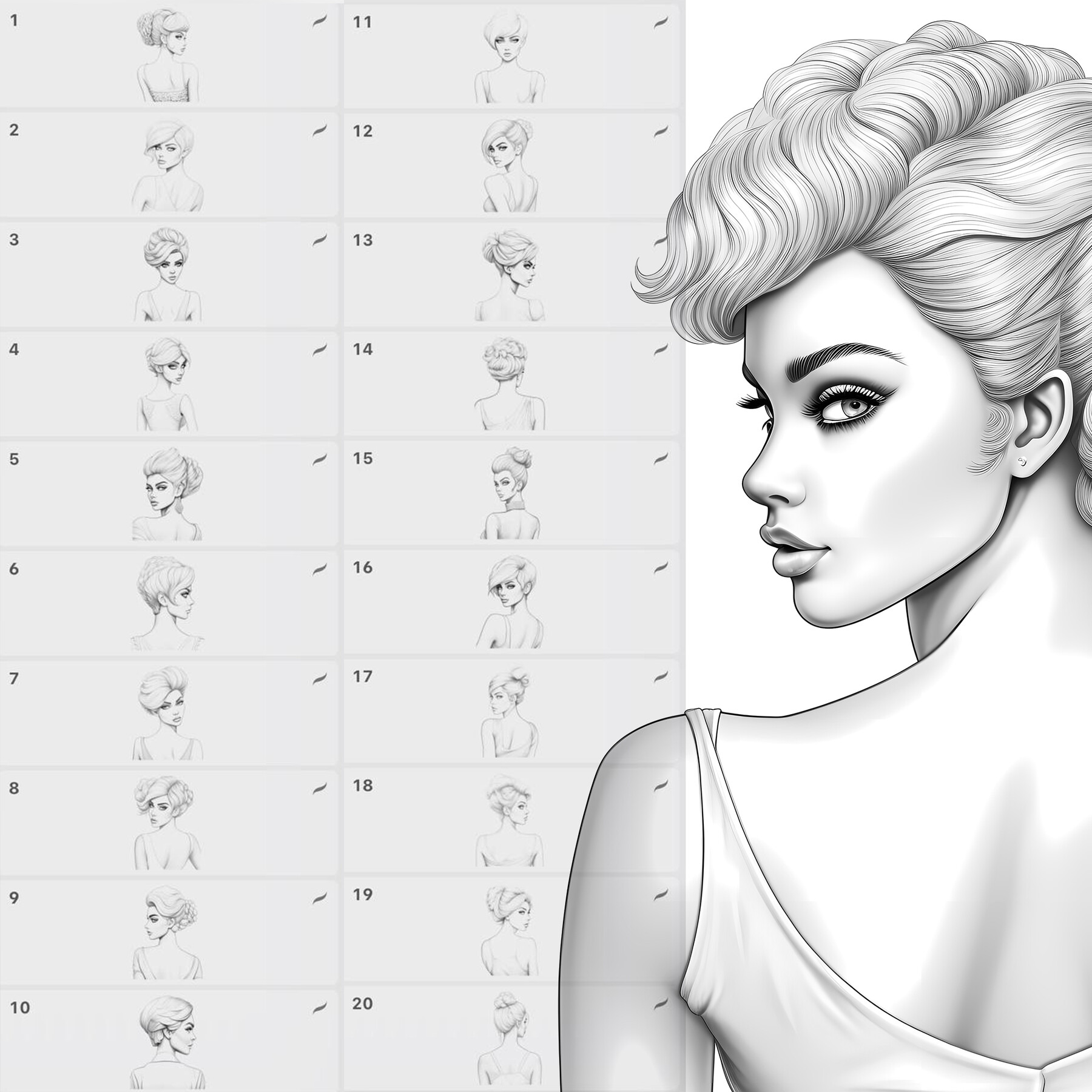 ArtStation - 50 Pixie Hairstyle Procreate Brushes | Pixie Hairstyle ...