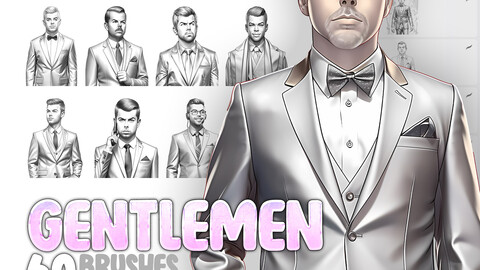 60 Gentlemen in Suits Procreate Brushes | Gentlemen in Suits Photoshop Brushes | Men in Suits Procreate Brushes | Fashion Men Procreate Stamps | Fashion Photoshop Brushes | Men Jacket Procreate Stamp Brushes