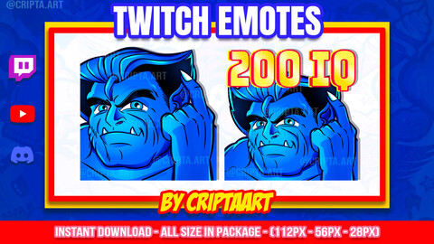 X-Men Twitch Emotes, Beast 200 IQ, Mutant, comics, retro, super hero, icons for stream, discord, kick, youtube