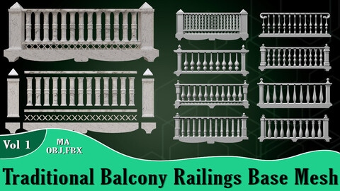 Traditional Balcony Railings Base Mesh Vol 1