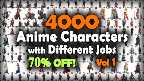 4000 Anime Characters with Different Jobs (Full Body) Reference Pack | MEGA Bundle | 4K | v.1