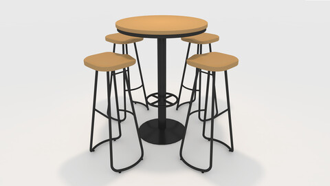 3D Model Bar Table And Chair 8