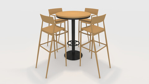 3D Model Bar Table And Chair 9