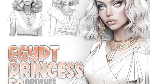 50 Egyptian Princess Procreate Stamp Brushes | Egyptian Princess Photoshop Brushes | Nefertiti Procreate Brushes | Cleopatra Procreate Brushes | Nefertari Procreate Brushes | Tiye Procreate Brush | Egyptian Woman Procreate | Egyptian Girls Procreate Brush