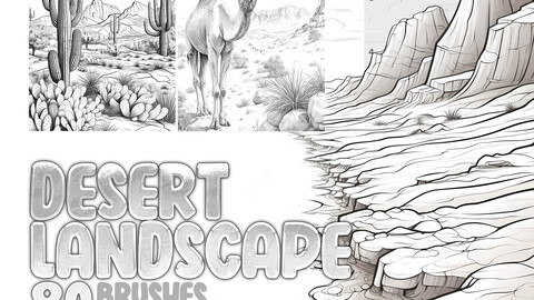 80 Desert Landscape Procreate Stamp Brushes | Desert Landscape Photoshop Brushes | Nature Procreate Stamp | Nature Photoshop Brushes | Desert Sketches Procreate