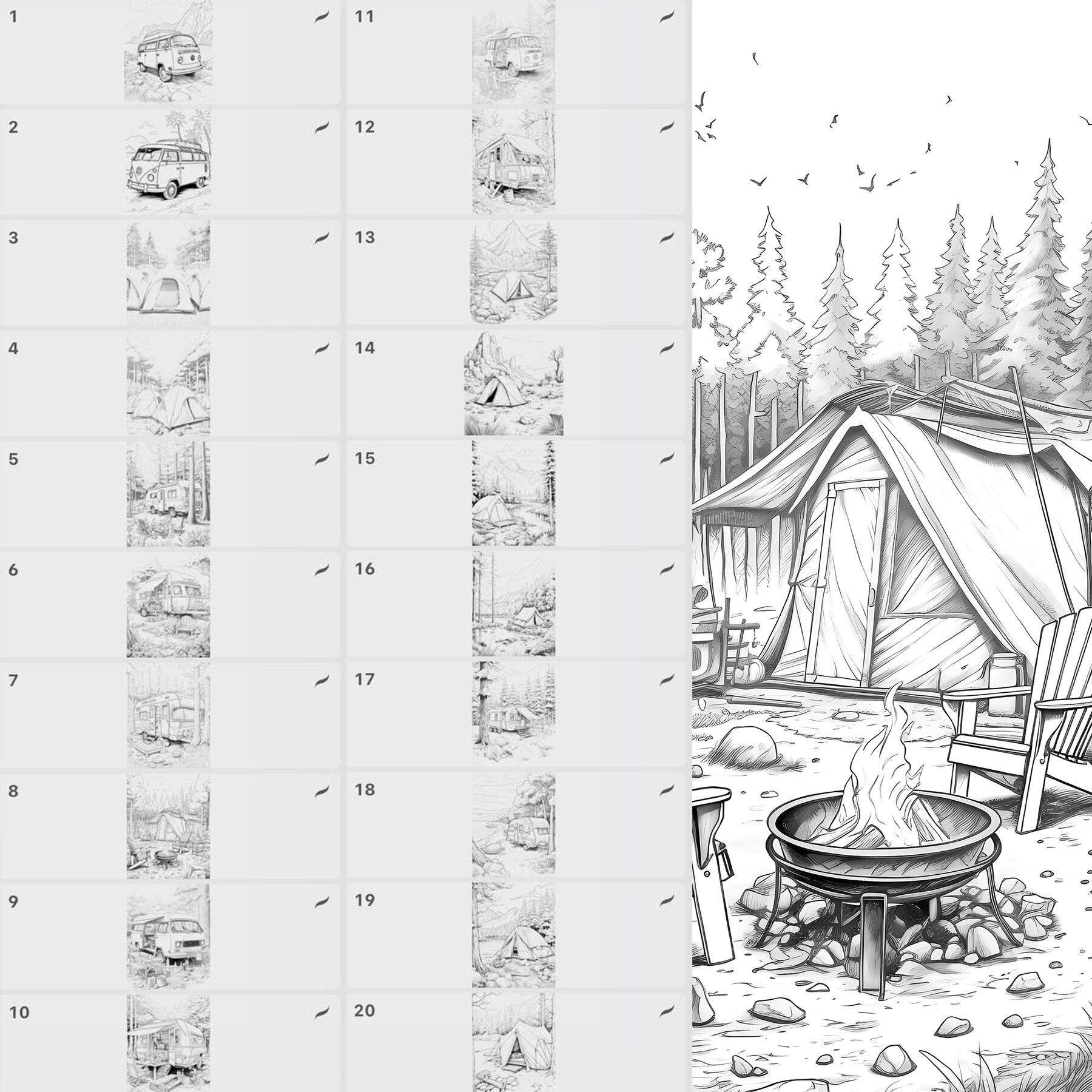 ArtStation - 60 Camping Procreate Stamp Brushes | Camping Photoshop ...