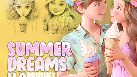 40 Ice Cream Dreams Procreate Brushes | Ice Cream Dreams Photoshop Brushes | Summer Dreams Procreate Brushes | Boy and Girl Procreate Brushes | Kids Procreate Brushes | Beautiful Floral Girls Procreate Stamp Brushes