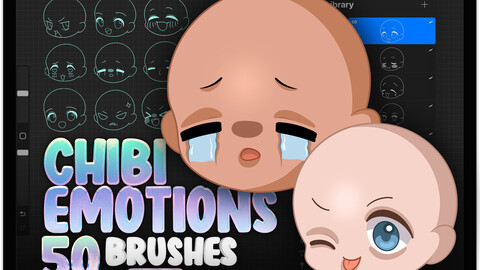 50 Chibi Emotion Brushes for Procreate | Chibi Emoji Stamp Brushes | Chibi Faces for Procreate | Chibi Smileys Constructor | Chibi Faces Maker Procreate Stamp Brushes | Builder Chibi Faces Procreate Stamp Brushes