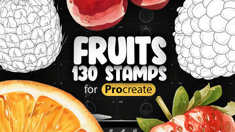 130 Procreate Fruits Stamp Brushes | Peach Procreate Stamp Brushes | Apple Procreate Stamp Brushes | Pomegranate Procreate Stamp Brushes | Cherry Procreate Stamp Brushes | Raspberry Strawberry Orange Watermelon Pineapple Banana Procreate Stamp Brushes