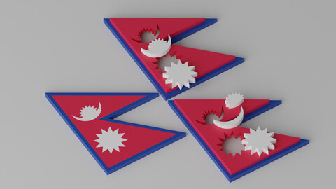 Cartoon Nepal Flag 3D model