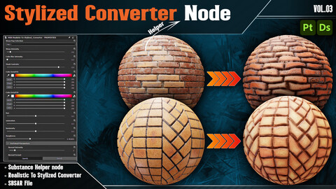 Realistic To Stylized Material Converter / Substance Helper Node - Vol.03