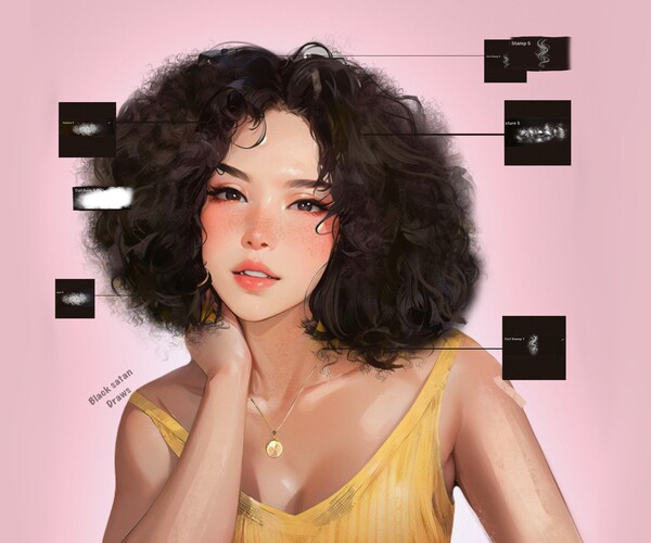 ArtStation - Curly hair brush Procreate (set of 83) curly, Afro, coils ...