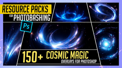 PHOTOBASH 150+ Cosmic Magic Overlay Effects Resource Pack Photos for Photobashing in Photoshop