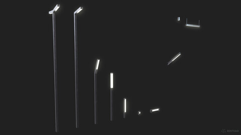 Street Light Kit Low-poly PBR 3D Models