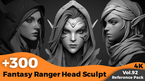 +300 Fantasy Ranger Head Sculpt Reference(4k)