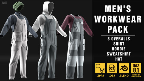 Men's Workwear Pack. MD/Clo3d Project file + OBJ + FBX + BLEND