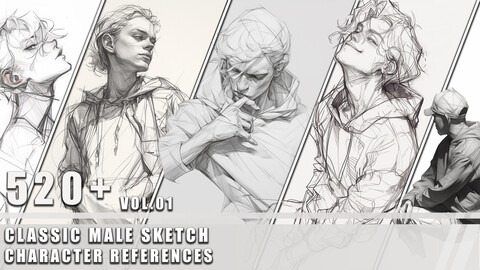 520+ Classic Male Sketch - Character References Vol.01