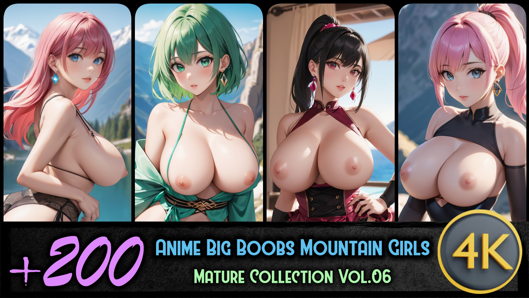 ArtStation - 200 Anime Big Boobs Mountain Girls (Mature Collection Vol.06)  | Artworks