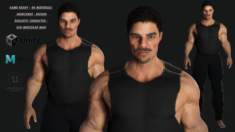 AAA 3D REALISTIC CHARACTER - BASEMESH MUSCULAR OLD MAN 02