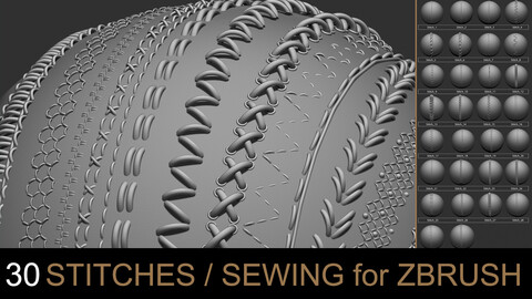 30 IMM Stitches/Sewing  Brush for Zbrush