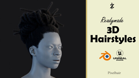 Hairstyle - Dreads 002 (Hair for blender/ unreal engine / metahuman) Afro hair | Kinky hair | 4c Hair | African / African American Hair