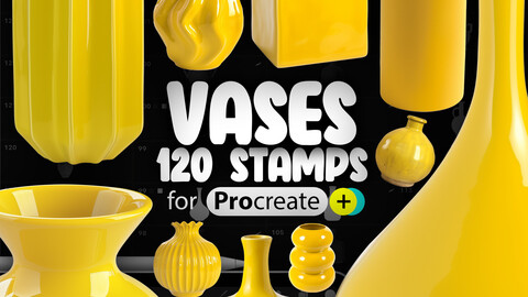 120 Procreate 3D Vases Stamp Brushes | Procreate Pots Stamp Brushes | Procreate Flower Vase Stamps | Procreate Amphora Stamps | Procreate Plant Ceramic Vase Stamps | Procreate Dual Color Brushes | Procreate Vessel Stamp Brushes