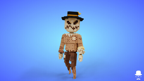 Voxel Character Scarecrow Lowpoly Fantasy Model