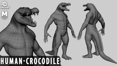 Human Crocodile - Topology + UV Map