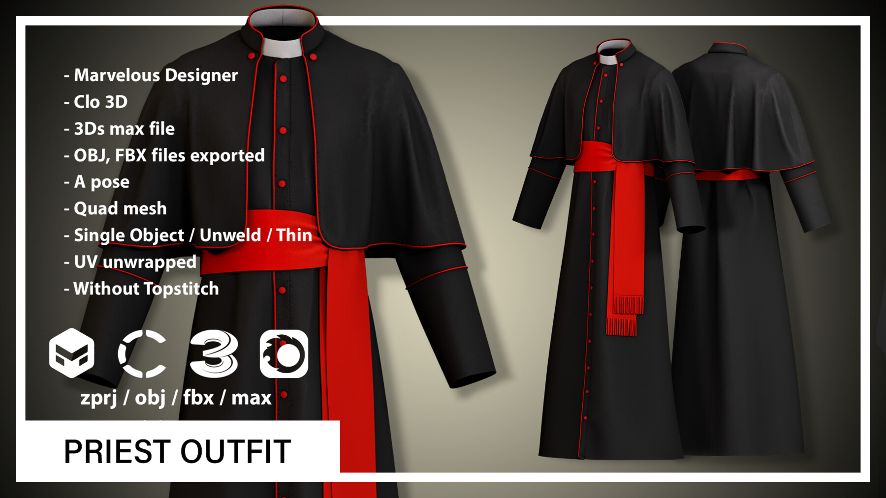 ArtStation - PRIEST OUTFIT | Game Assets