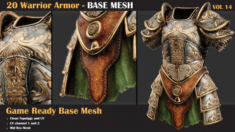 20 Warrior Armor BASE MESH - VOL 14