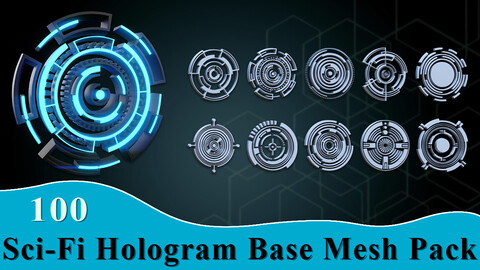 100 Sci-fi Hologram Base Mesh Pack