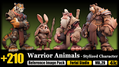 210 Warrior Animals - Stylized Character Reference Image Pack v.29 |4K|