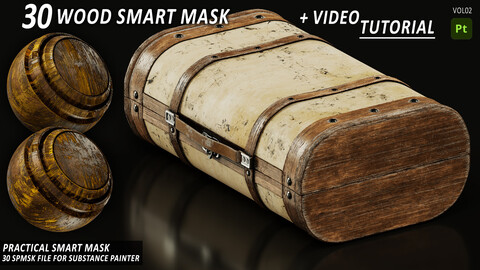 30 High-Detail Wood Smart Masks For Substance Painter - Vol02 + Video Tutorial