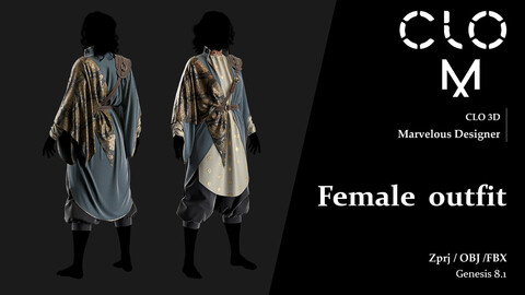 Female outfit / Marvelous Designer/Clo3D project file + OBJ, FBX