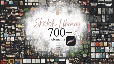 Procreate Sketch Library Bundle Cutouts Interior Design Sketch Blocks Elements