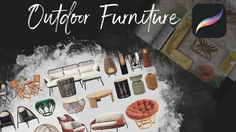 Procreate Interior Design Outdoor Furniture Sketch Blocks Cutouts