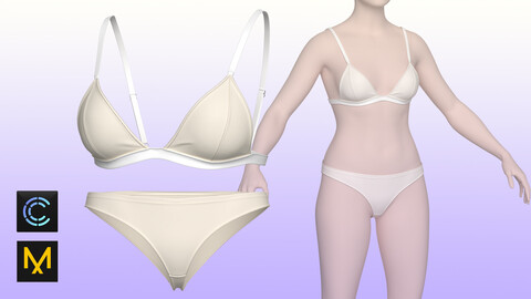 Underwear set for women (MD/ Clo3d zprj project + fbx + obj)