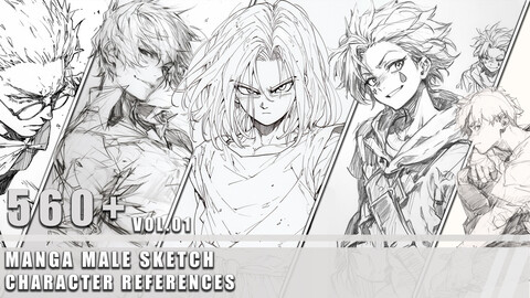 560+ Manga Male Sketch - Character References Vol.01