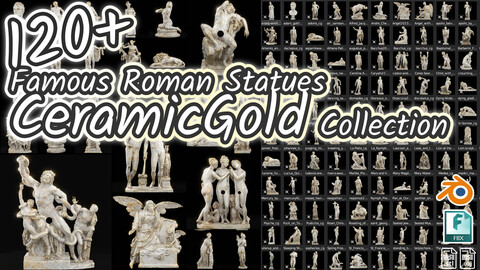 120+ Famous Roman Statues Ceramic Gold Collection