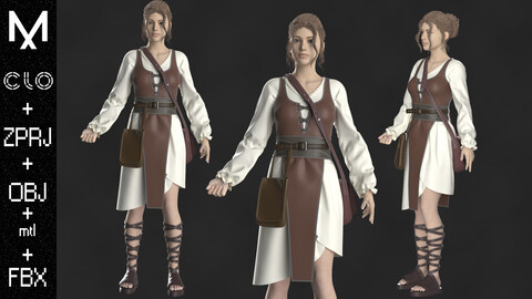 FREE FEMALE OUTFIT Marvelous designer/Clo3d  ZPRJ