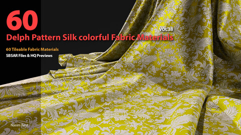 60 Tileable Delph Pattern Silk colorful Fabric Materials-VOL38 SBSAR