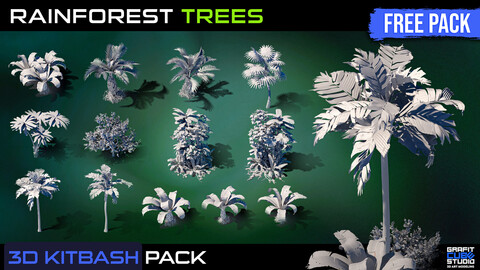 FREE Rainforest Trees 3D KITBASH SET