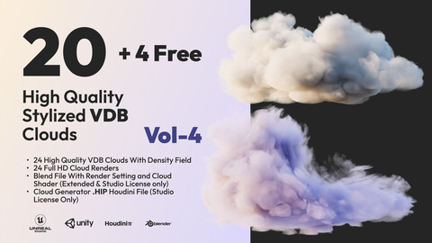 20 High Quality Stylized VDB Clouds Vol-4