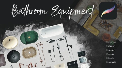 Procreate Interior Design Bathroom Equipment Interior Sketch Blocks Mockup Cutouts