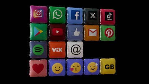 3D SOCIAL MEDIA ICONS AND MORE